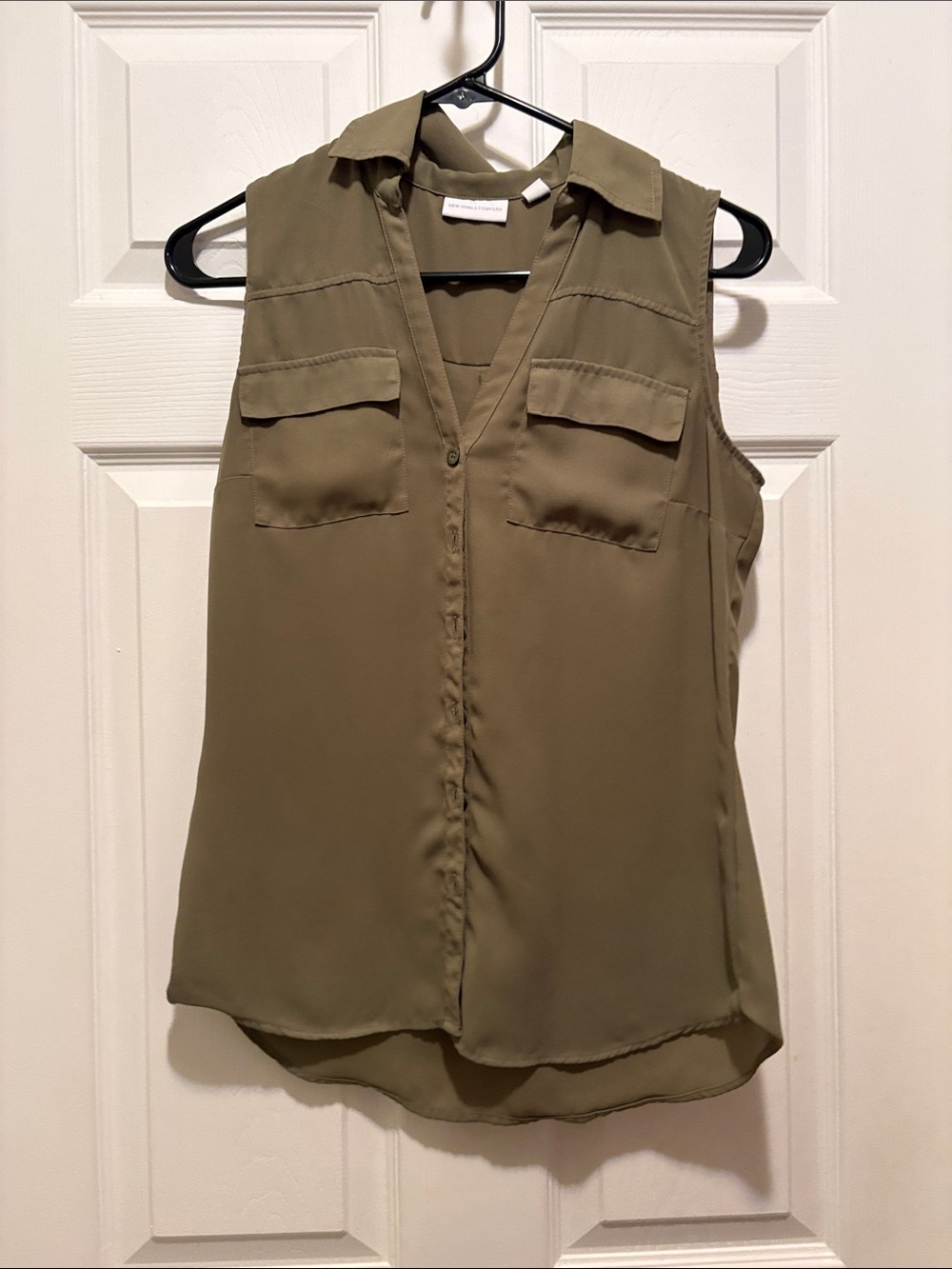 New York & Company Olive Sleeveless Utility Camisole